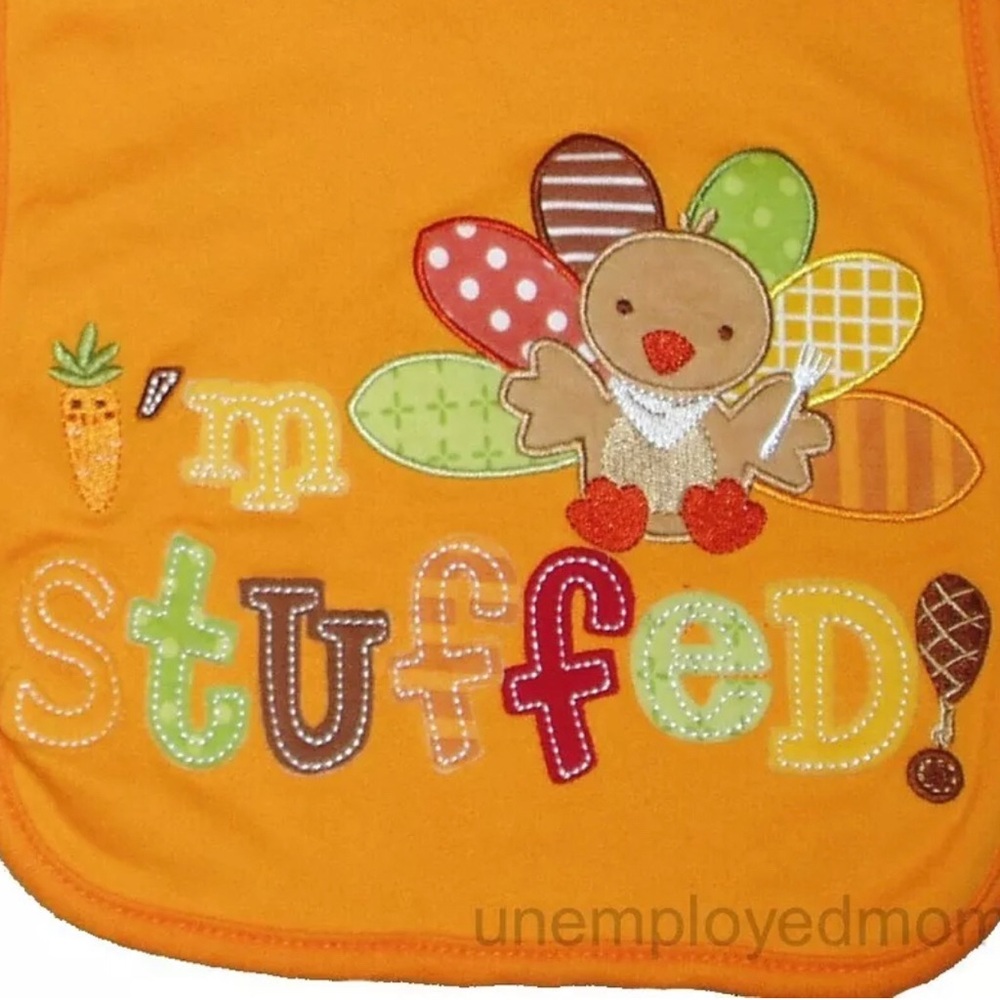 Boys Turkey Toddler Bib Feeding Thanksgiving Holiday I'm Stuffed Meal Baby Girls